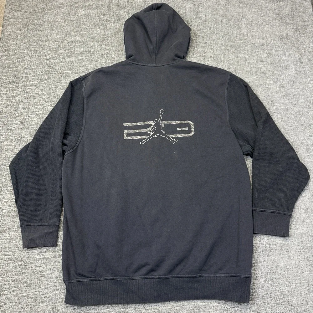 Y2K Jordan Hoodie Full Zip Black Mens XL Spellout Jacket Jump Man Logo‎